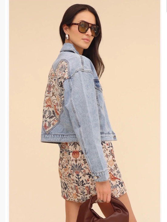 Fate Jackets & Blazers - Jacquard heart denim trucker jacket